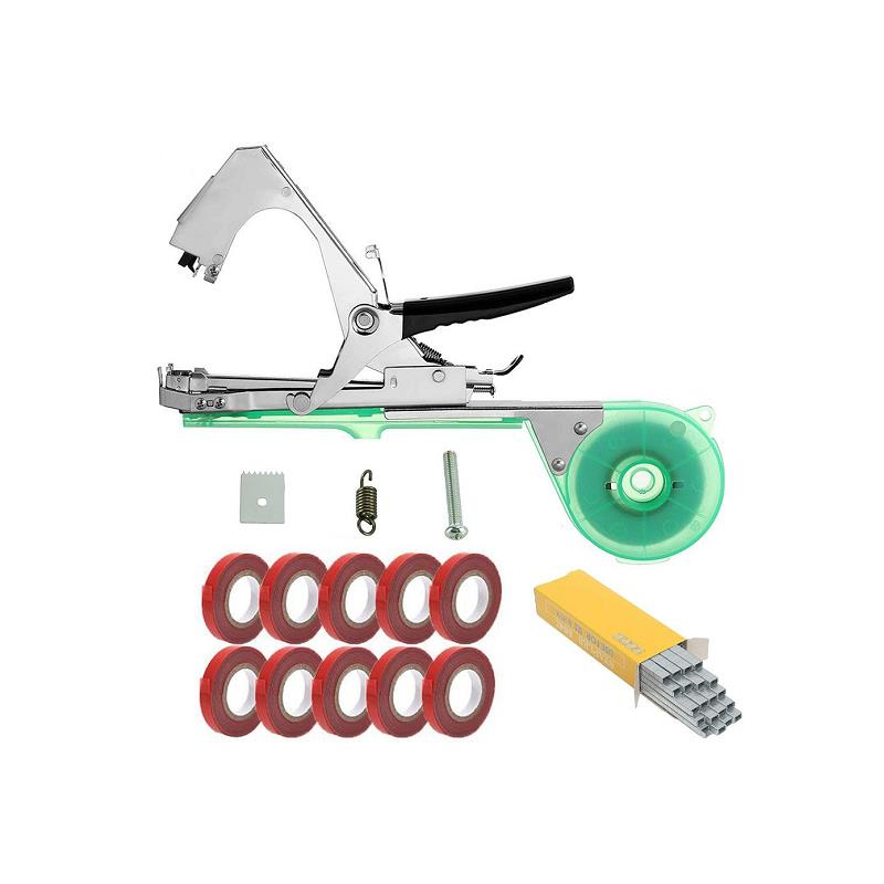 Plant Tying Gardening Tape Tool with 10 Rolls of Tapes And A Box of Staple