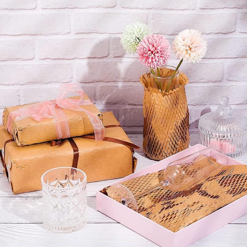 380mm*50m Honeycomb Cushioning Wrap Roll with 50pcs Fragile Tags And 10m Jute Twine Rope